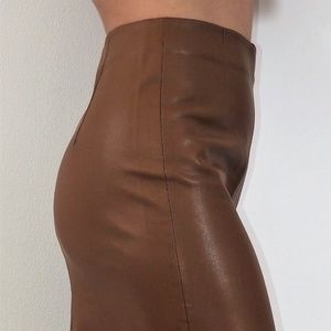 Zara Brown Faux Leather Pencil Skirt